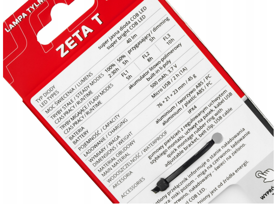 PROX ZETA T Lampa Tylna Rowerowa 40LM